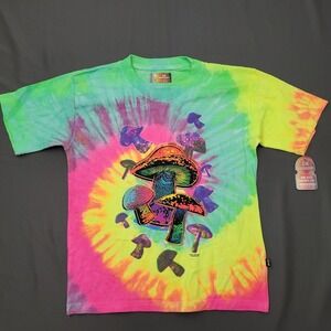 DK Embroidery Kids Tie Dye Mushroom Graphic T Shirt Size L